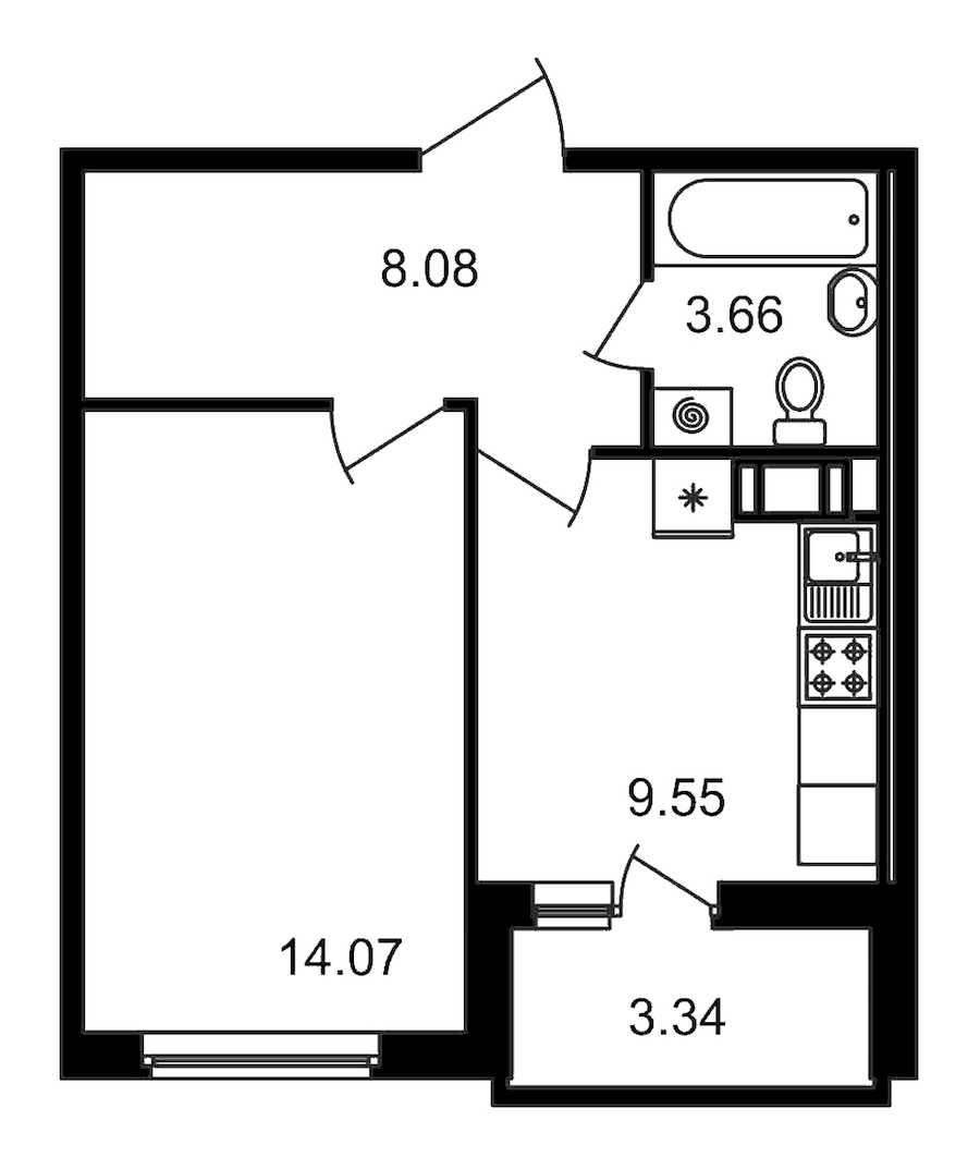 Однокомнатная квартира в ЦДС: площадь 38.7 м2 , этаж: 4 – купить в Санкт-Петербурге